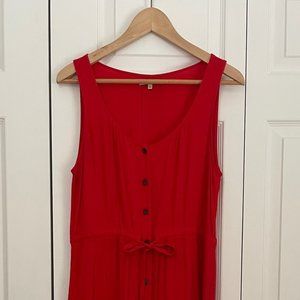 Madewell Red Buttoned Drawstring Dress